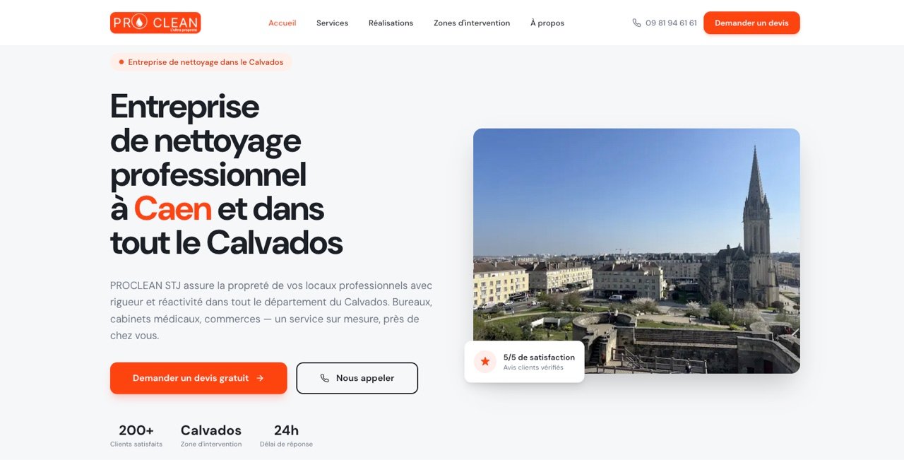 Site web de Proclean STJ, nettoyage professionnel en Normandie